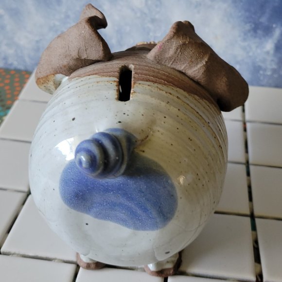 Piggy Bank .. Hand-sculpted Clay .. One-Of-A-Kind - Picture 4 of 9